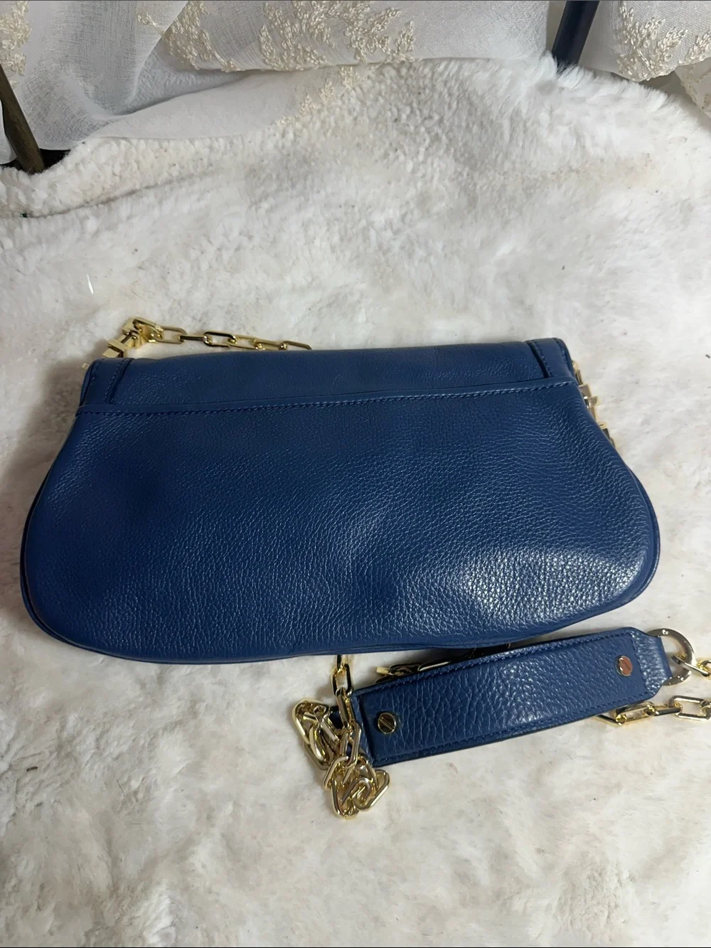Tory Burch Amanda Logo Flap clutch or crossbody gold chain removable strap